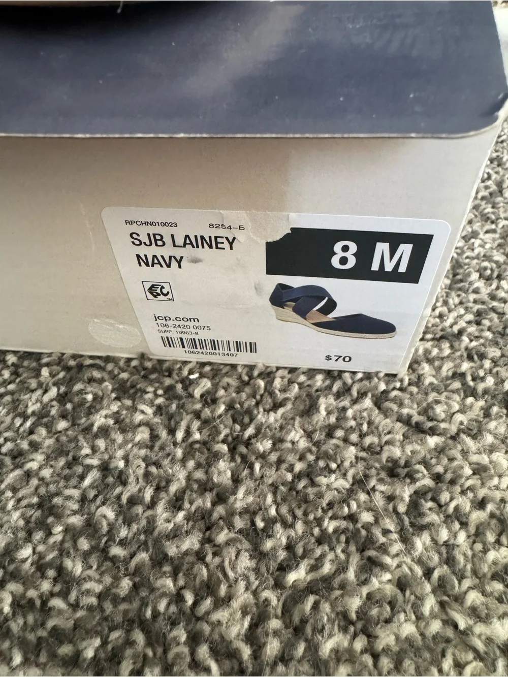 St. John's Bay Lainey Navy Espadrille Wedge Sandals with Cross Straps Size 8